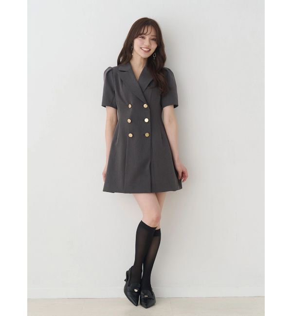 MERCURYDUO「ハーフスリーブフィットアンドフレアジャケットワンピース」|ワンピース|