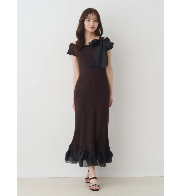 MERCURYDUO「ワンショルリボンティアードニットワンピース」|ワンピース|