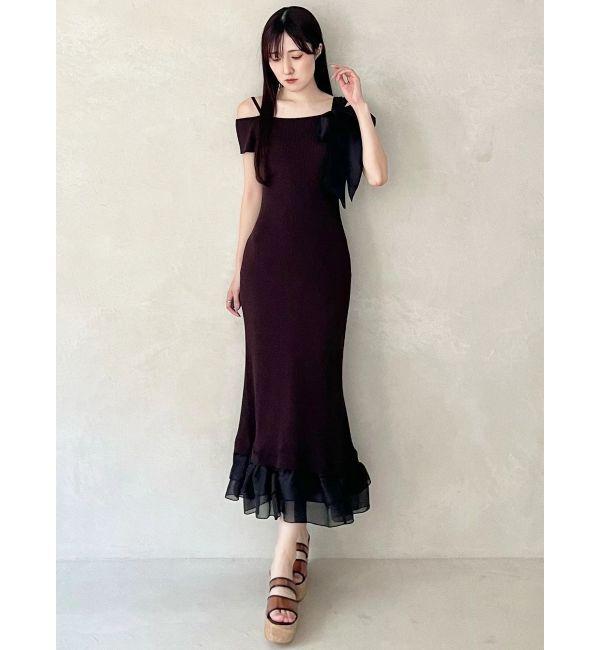 MERCURYDUO「ワンショルリボンティアードニットワンピース」|ワンピース|