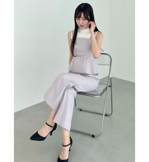 MERCURYDUO「ペプラムビスチェパンツセットアップ」|オールインワン|