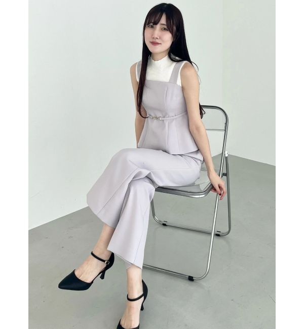 MERCURYDUO「ペプラムビスチェパンツセットアップ」|オールインワン|