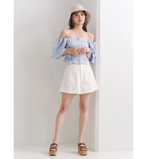MERCURYDUO「2WAYチェックオフショルベアブラウス」|シャツ・ブラウス|