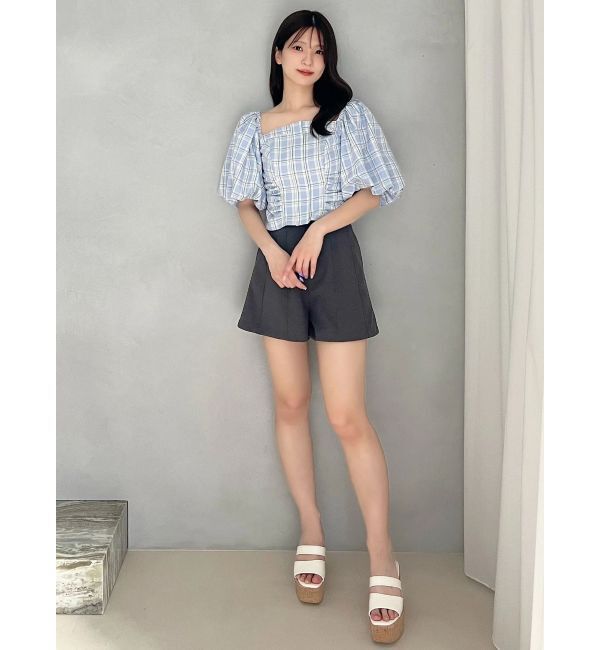 MERCURYDUO「2WAYチェックオフショルベアブラウス」|シャツ・ブラウス|