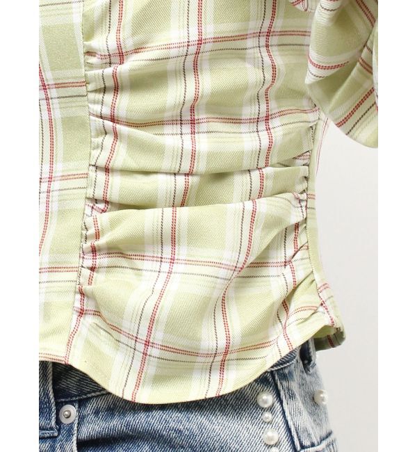 MERCURYDUO「2WAYチェックオフショルベアブラウス」|シャツ・ブラウス|