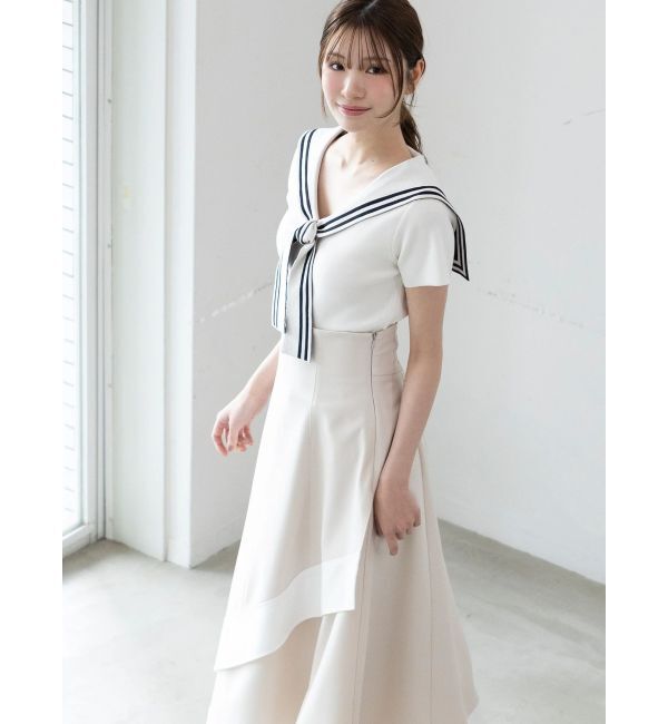 MERCURYDUO「バイカラーフレアスカート」|スカート|