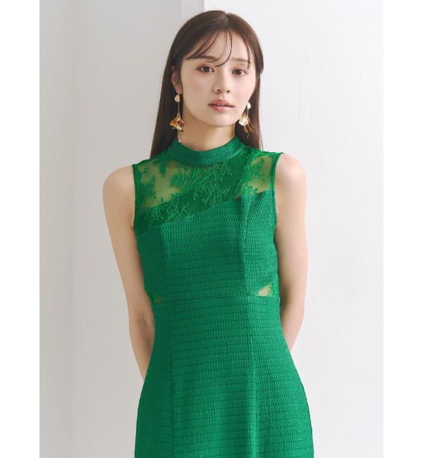 MERCURYDUO「レースブロッキングカットワンピース」|ワンピース|