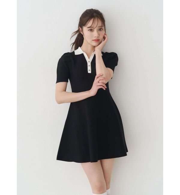 MERCURYDUO「【WEB限定】バイカラースキッパーフレアミニワンピース」|ワンピース|