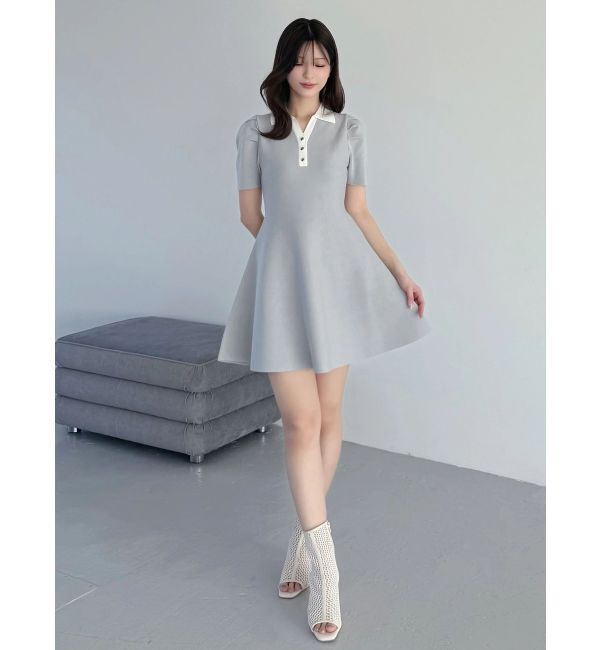 MERCURYDUO「【WEB限定】バイカラースキッパーフレアミニワンピース」|ワンピース|