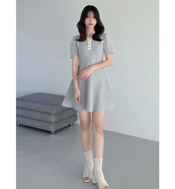 MERCURYDUO「【WEB限定】バイカラースキッパーフレアミニワンピース」|ワンピース|