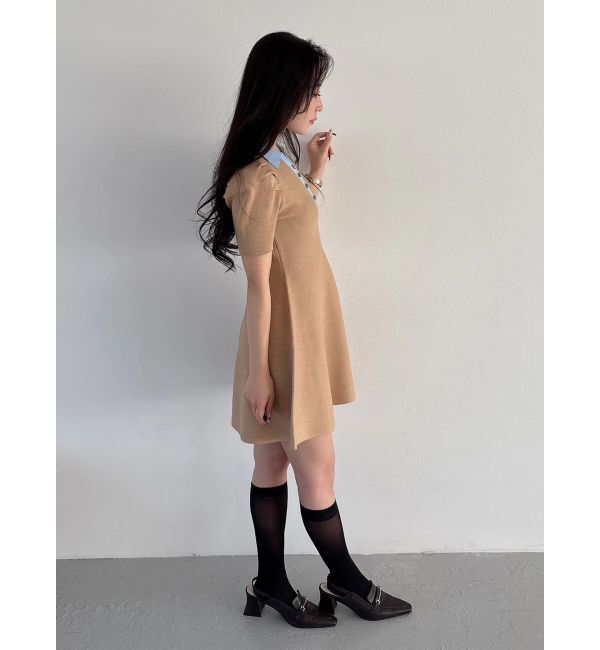 MERCURYDUO「【WEB限定】バイカラースキッパーフレアミニワンピース」|ワンピース|