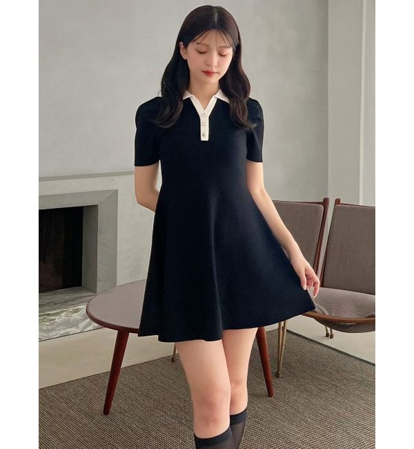 MERCURYDUO「【WEB限定】バイカラースキッパーフレアミニワンピース」|ワンピース|