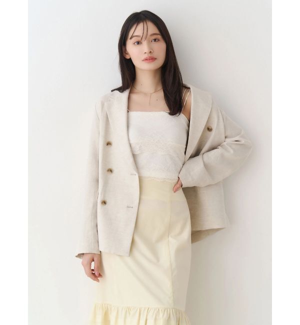 MERCURYDUO「【MERCURYDUO&times;AMPHI】カップ付きレースベアトップ」|Tシャツ・カットソー|オフホワイト