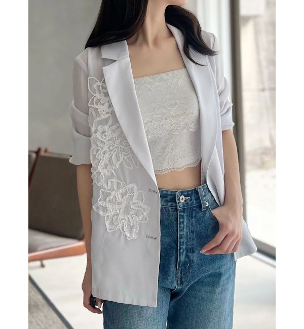 MERCURYDUO「【MERCURYDUO&times;AMPHI】カップ付きレースベアトップ」|Tシャツ・カットソー|