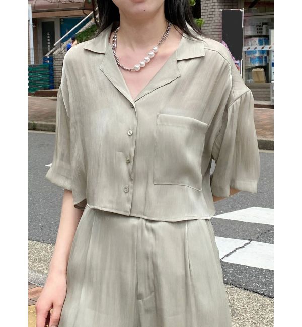 MURUA「シャイニーシアーショートシャツ」|シャツ・ブラウス|ライトグリーン