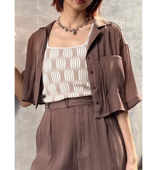 MURUA「シャイニーシアーショートシャツ」|シャツ・ブラウス|ブラウン