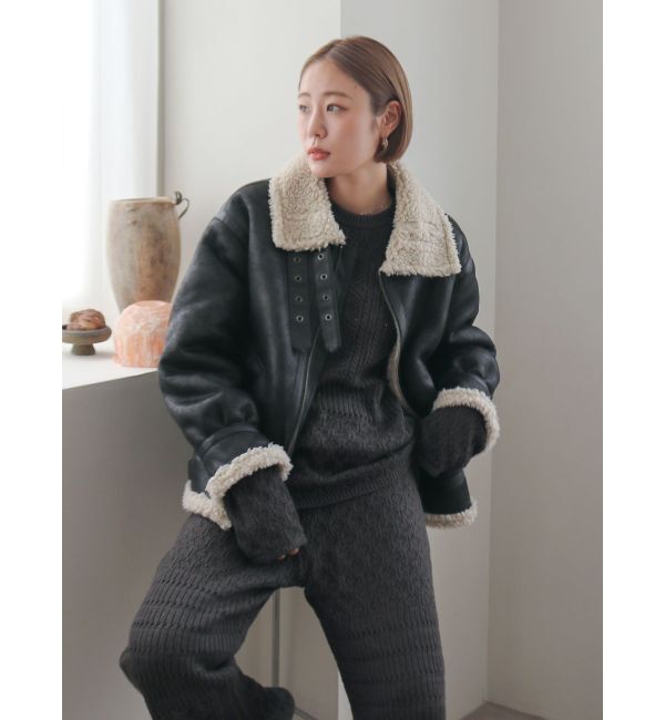 Ungrid「フェイクムートンボアブルゾン」|ブルゾン・スタジャン|