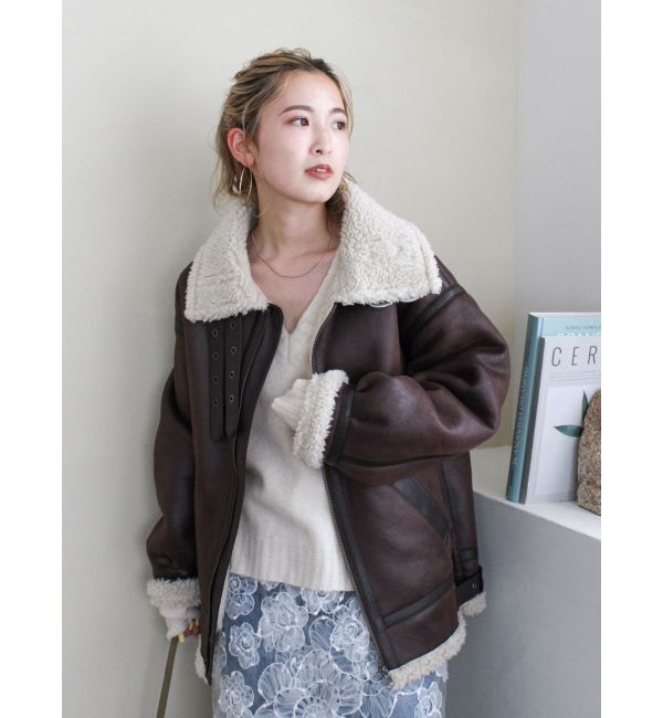 Ungrid「フェイクムートンボアブルゾン」|ブルゾン・スタジャン|