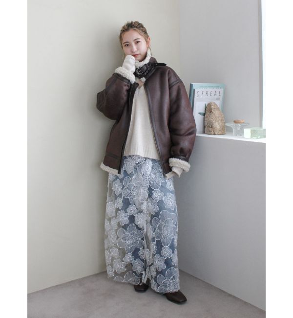 Ungrid「フェイクムートンボアブルゾン」|ブルゾン・スタジャン|