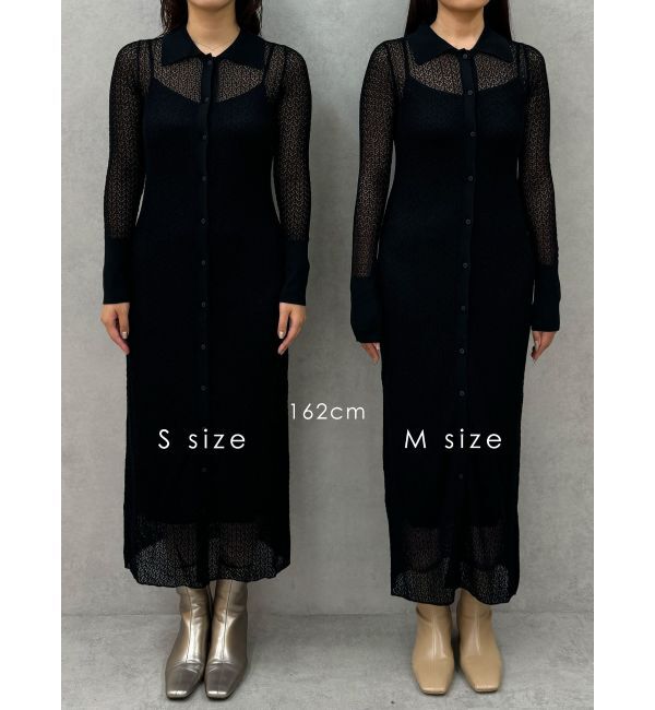 LAGUNAMOON「オープンワークパターンカラーニットワンピース」|ワンピース|