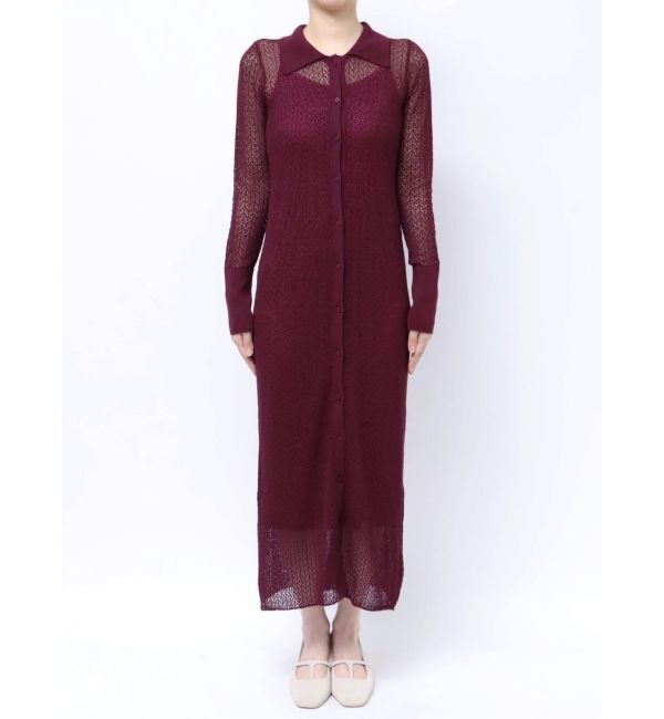 LAGUNAMOON「オープンワークパターンカラーニットワンピース」|ワンピース|