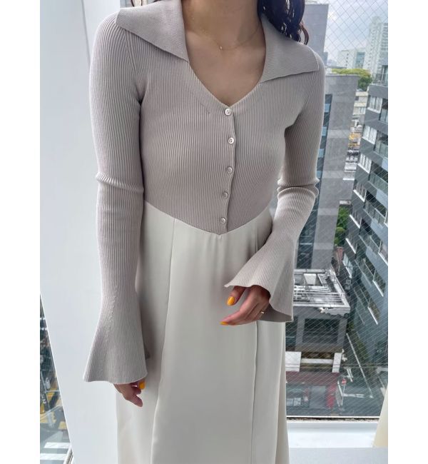 LAGUNAMOON「カラーニットドッキングナローワンピース」|ワンピース|ベージュ