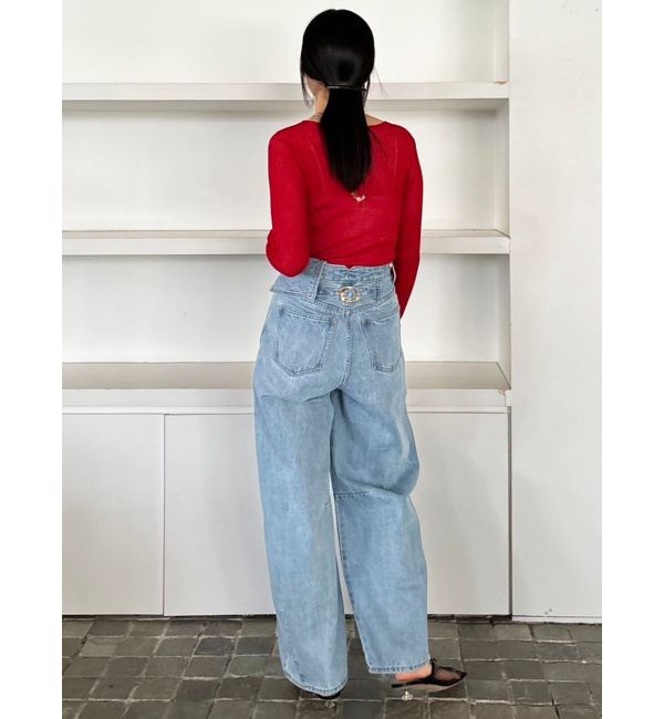 LAGUNAMOON「ウエストラペルデニムパンツ」|デニム|