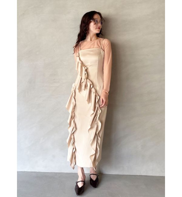 LAGUNAMOON「LADYアシンメトリーフリルキャミドレス」|ドレス|