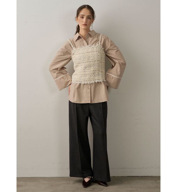 LAGUNAMOON「バイカラーワイドスリーブハートボタンシャツ」|シャツ・ブラウス|