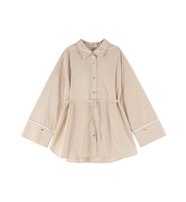 LAGUNAMOON「バイカラーワイドスリーブハートボタンシャツ」|シャツ・ブラウス|ベージュ
