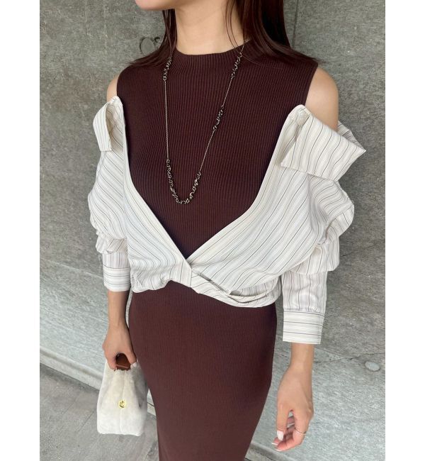 LAGUNAMOON「シャツドッキングリブニットワンピース」|ワンピース|