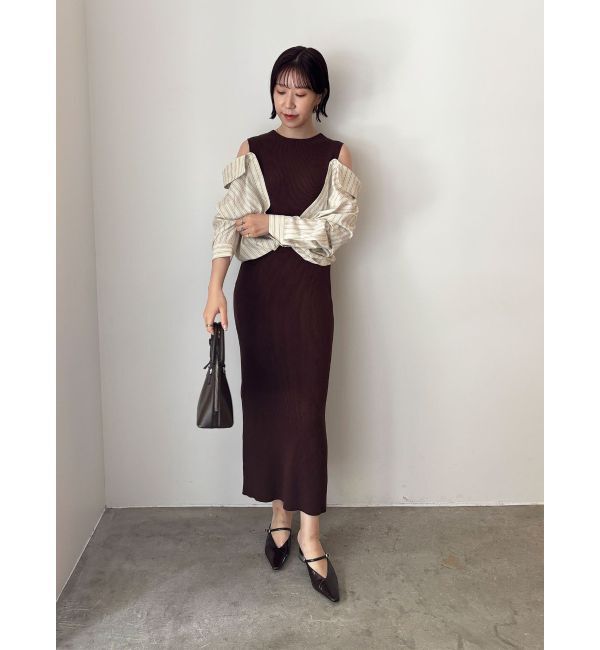 LAGUNAMOON「シャツドッキングリブニットワンピース」|ワンピース|