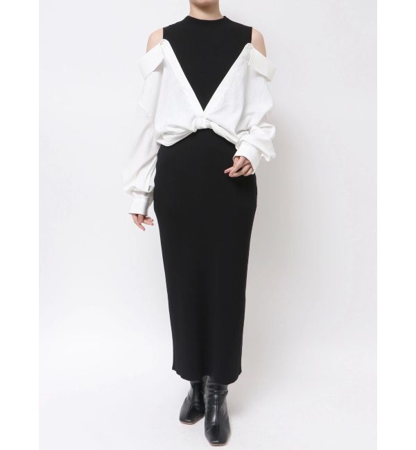 LAGUNAMOON「シャツドッキングリブニットワンピース」|ワンピース|