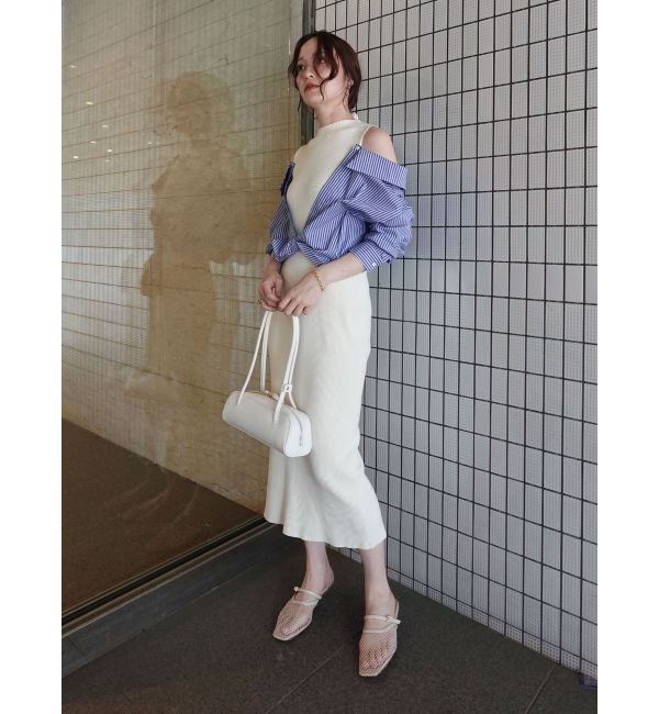 LAGUNAMOON「シャツドッキングリブニットワンピース」|ワンピース|