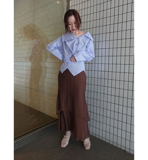 LAGUNAMOON「アシンメトリーカラーカシュクールシャツ」|シャツ・ブラウス|