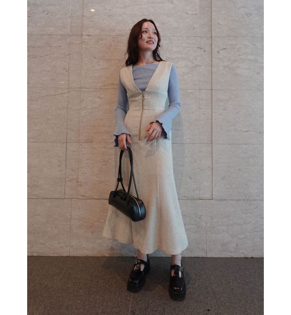 LAGUNAMOON「アシンメトリードレープフレアスリーブニット」|ニット・セーター|