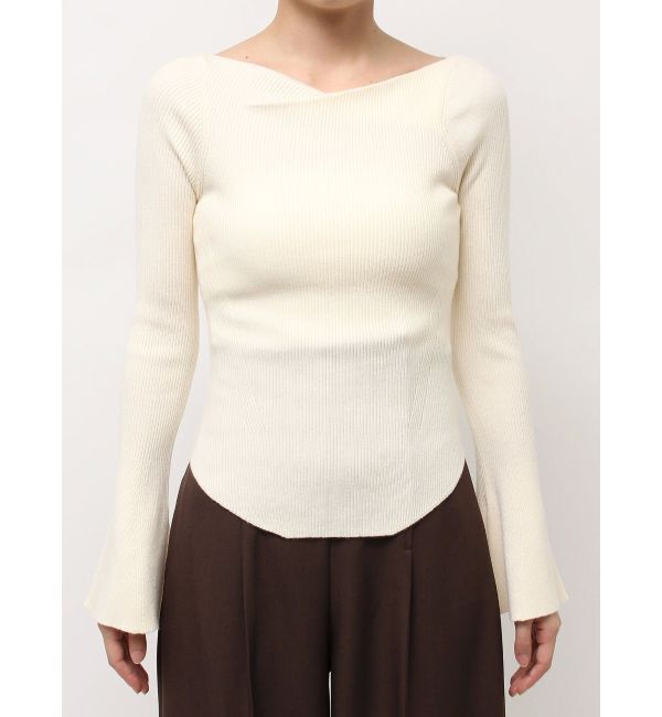 LAGUNAMOON「アシンメトリードレープフレアスリーブニット」|ニット・セーター|