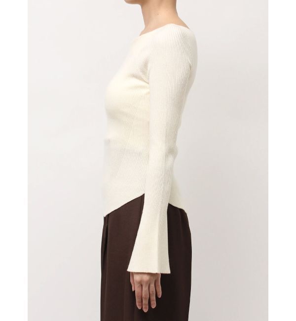 LAGUNAMOON「アシンメトリードレープフレアスリーブニット」|ニット・セーター|