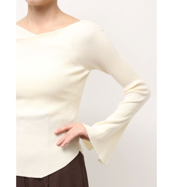 LAGUNAMOON「アシンメトリードレープフレアスリーブニット」|ニット・セーター|