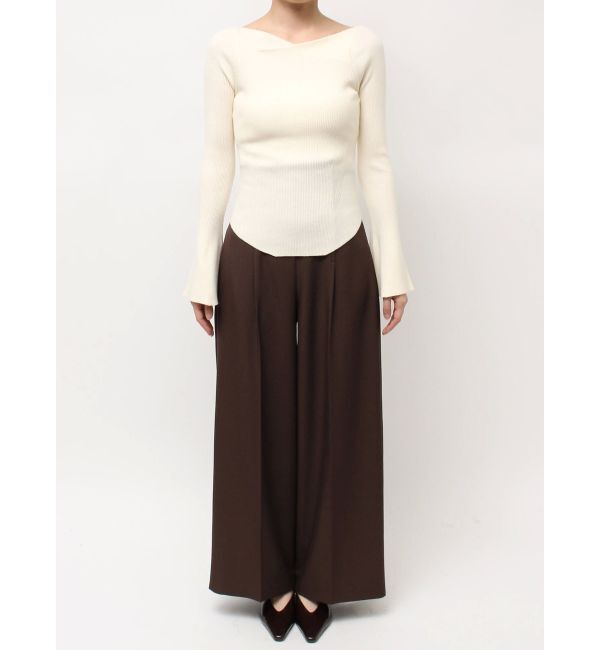 LAGUNAMOON「アシンメトリードレープフレアスリーブニット」|ニット・セーター|