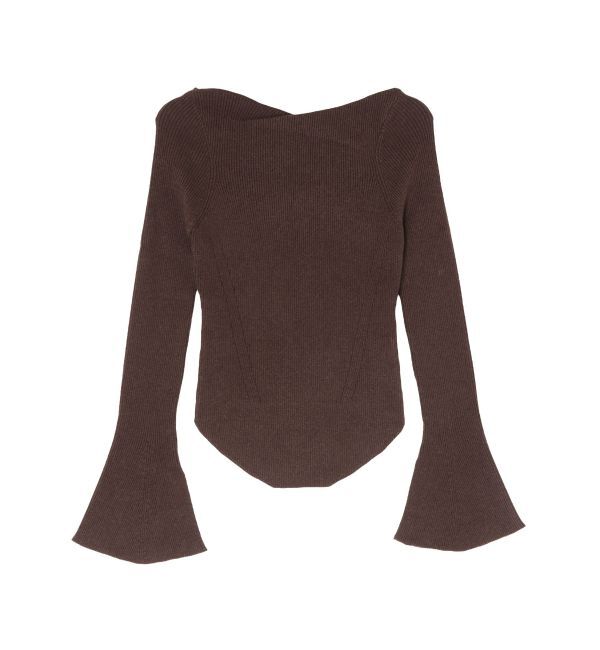 LAGUNAMOON「アシンメトリードレープフレアスリーブニット」|ニット・セーター|