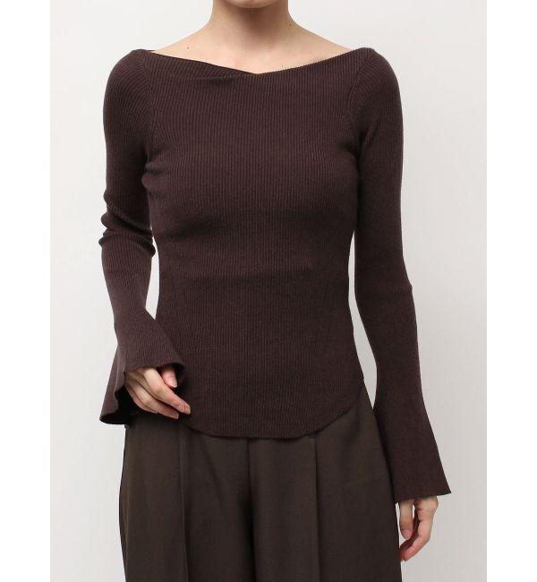 LAGUNAMOON「アシンメトリードレープフレアスリーブニット」|ニット・セーター|