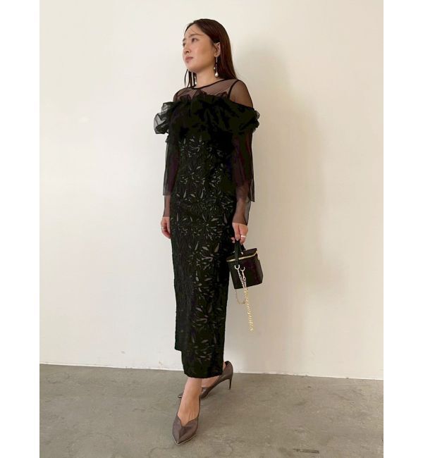 LAGUNAMOON「LADYボリュームチュールジャガードドレス」|ドレス|