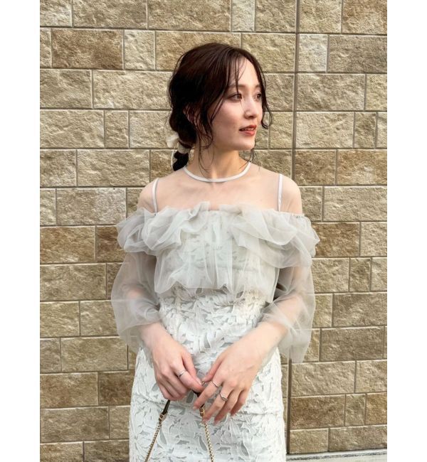 LAGUNAMOON「LADYボリュームチュールジャガードドレス」|ドレス|ミントグリーン