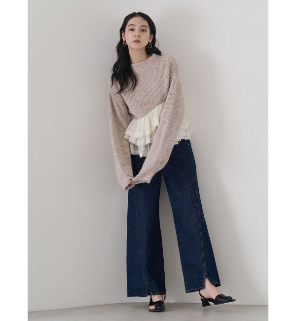 LAGUNAMOON「ワイドフレアデニムパンツ」|デニム|