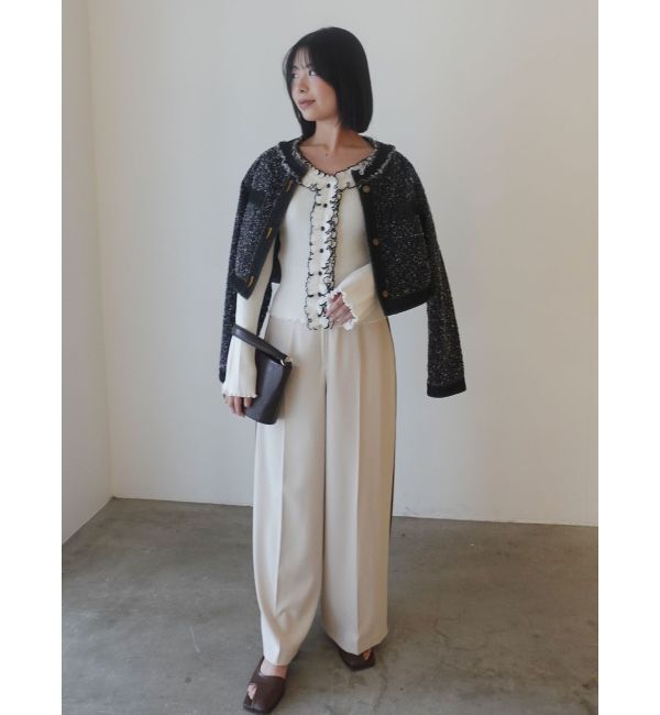 LAGUNAMOON「ツイードライクノーカラーデニムジャケット」|デニムジャケット|