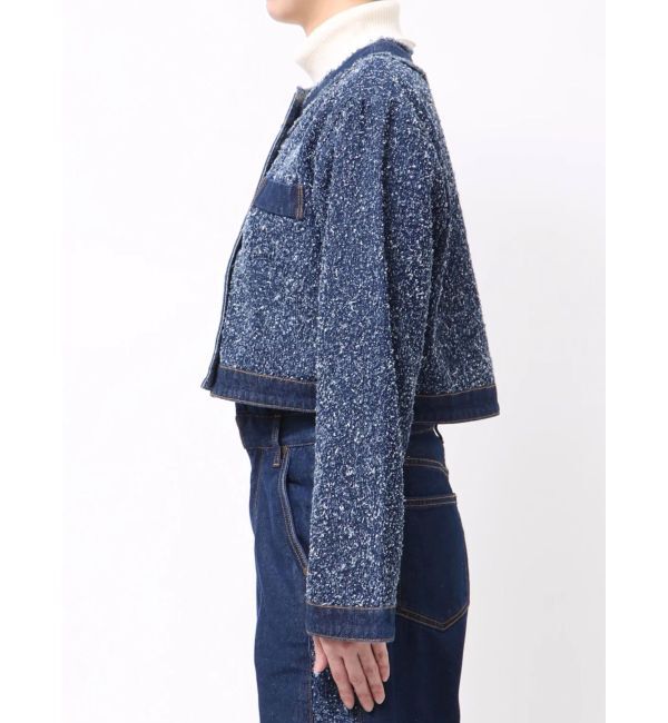 LAGUNAMOON「ツイードライクノーカラーデニムジャケット」|デニムジャケット|