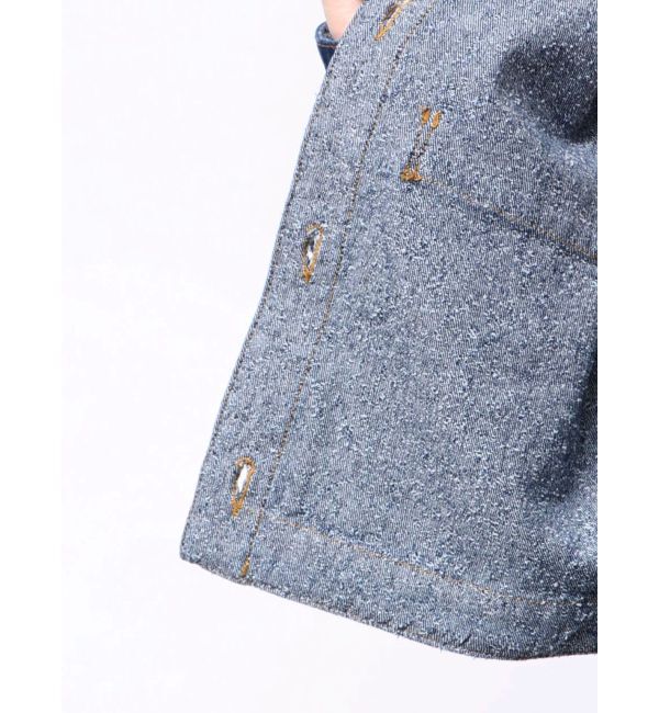 LAGUNAMOON「ツイードライクノーカラーデニムジャケット」|デニムジャケット|