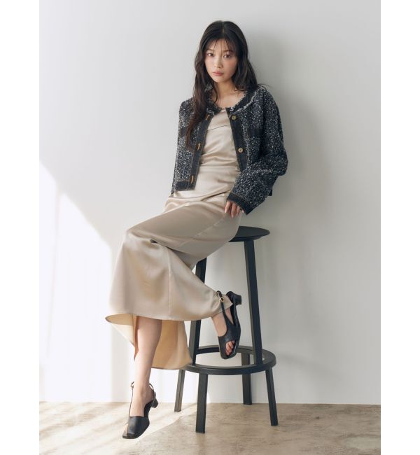 LAGUNAMOON「ツイードライクノーカラーデニムジャケット」|デニムジャケット|