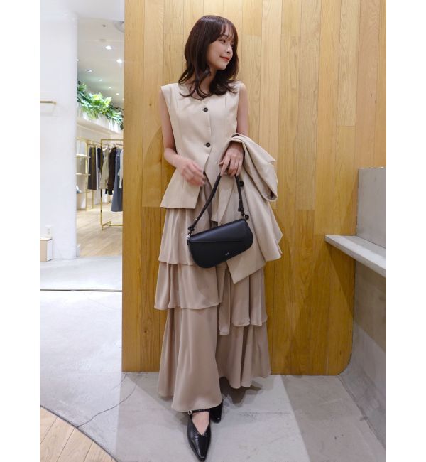 LAGUNAMOON「ティアードスカートドッキングベストワンピース」|ワンピース|ベージュ