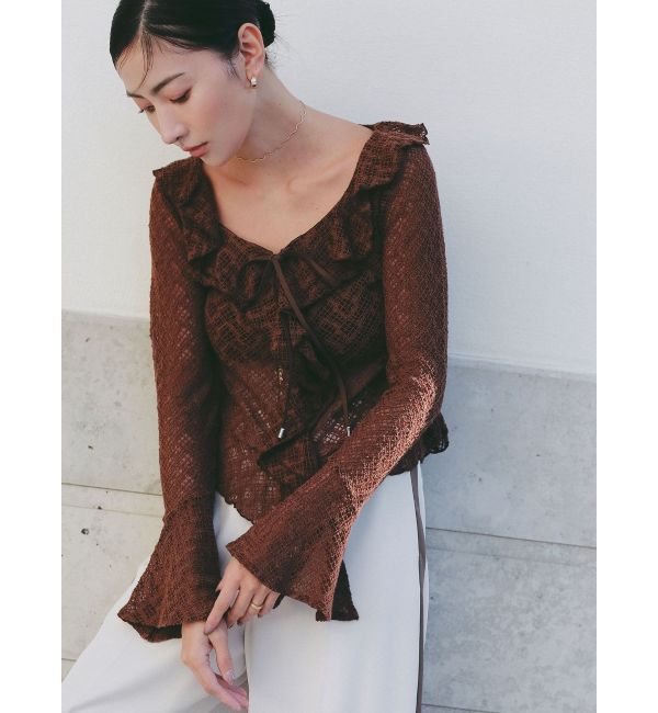 LAGUNAMOON「レースフリルデザインシャツ」|シャツ・ブラウス|ブラウン